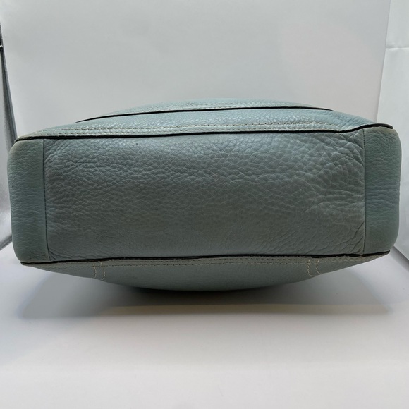 Coach Pebbled Leather Blue Hobo Shoulder Bag Turnlock - Picture 5 of 16